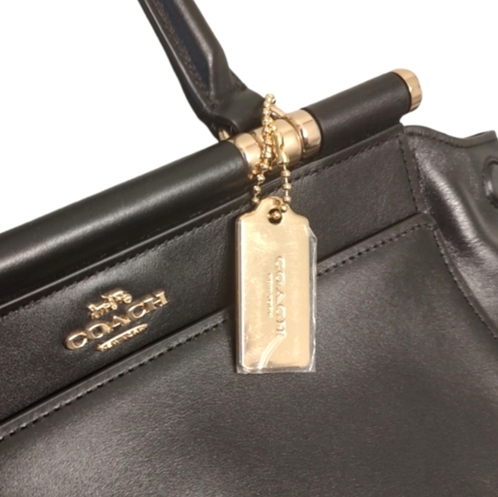 COACH Grace Bag 20 Framed Dowel Calf Leather Crossbody Tote Satchel Black 31918 - Picture 14 of 16